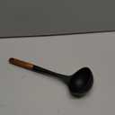 STAUB Soup Ladle, Perfect for Serving Hot Soup, Portion Batter for Pancakes, and Sauce Pasta, Durable BPA-Free Matte Black Silicone, Acacia Wood Handles, Safe for Nonstick Cooking Surfaces