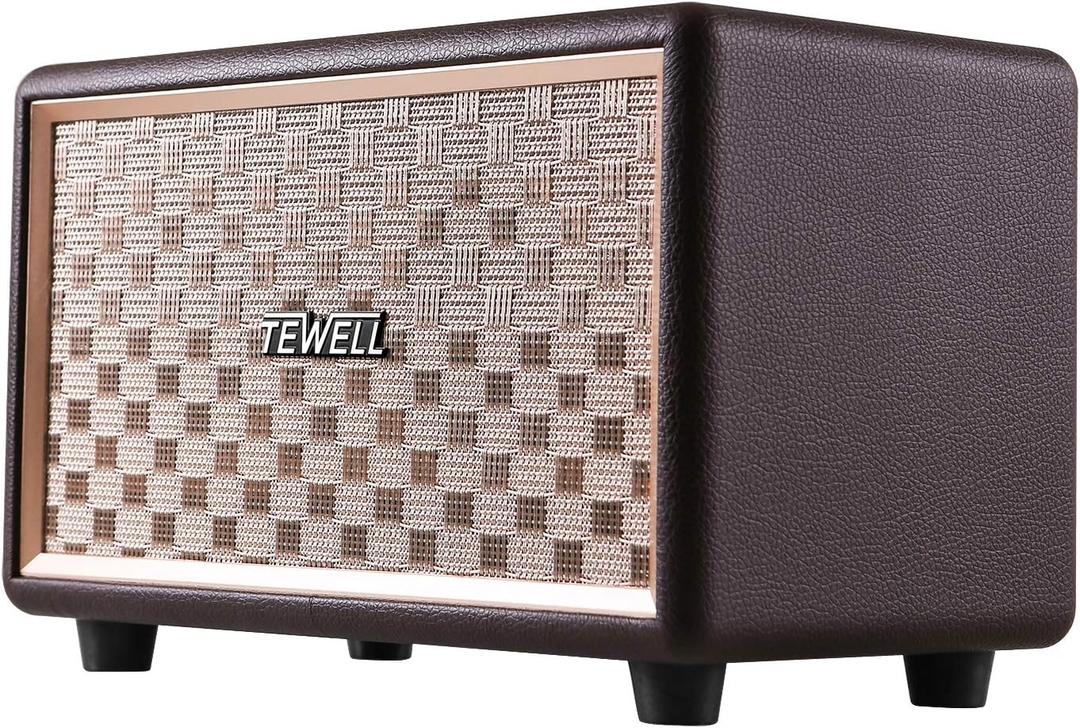 Vintage Bluetooth Speakers with Bass Enhanced Technology, Wireless & 3.5mm Aux Input for Cellphone, AC Powered (Upgraded Version)