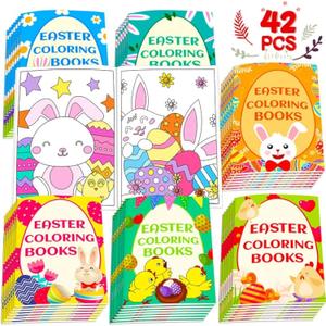 42 Pack Easter Coloring Books for Kids 4-8, Easter Basket Stuffers Bulk Gifts Mini Coloring Books Party Favors for Boys Girls School Classroom Goodie Bags Stuffer Activity Supplies