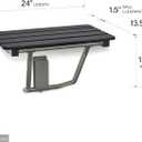 24-inch x 15-inch ADA Folding Wall Mount Bathroom Shower Seat Bench, Black Slatted Phenolic Seat