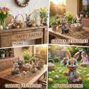 Easter Decorations for Home, Bunny Decorations Spring Home Decor,6 pcs Wooden Easter Bunny Table Sign