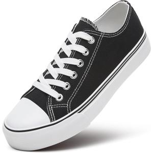 ZGR Womens White Tennis Shoes for Women,Lace up Canvas Sneakers,Casual Walking Canvas Shoes 9