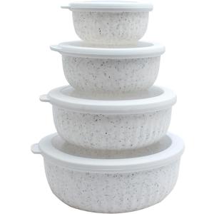 COOK WITH COLOR Prep Bowls with Lids- Wide and Deep Nesting Plastic Small Mixing Bowl Set with Lids, 8 Piece Set - Wide Bowls, Speckled White