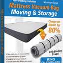 Storage Logic King/Cal-King Foam Mattress Vacuum Bag for Moving, Storage, Vacuum Seal Mattress Bag with Straps