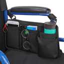 Wheelchair Side Bag with Cup Holder, Wheelchair Armrest Pouch Accessories for Walker, Rollator, Electric Scooter Wheelchairs, Ideal Gift for Mother's Day & Father's Day (Black)