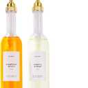 MoliMoli Coffee Syrup Dispenser for Coffee Bar, 350ml Coffee Pump Dispenser, Glass Syrup Bottle with. Pumps, Simple Syrup Dispenser w. Labels, Set of 2, (Gold)