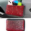 Dotesy Bling Bling Car Seat Side Pocket Organizer Sparkling Crystal Mini Storage Bag Holder Tray Pouch Vehicle Seat Gap Filler for Pen Phone Document Registration Notepad (Red)