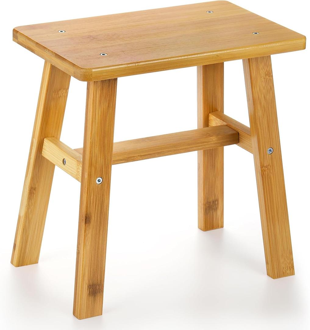 Yesland Wood Stool, Bamboo Small Low Stools Mini Plant Stool 11 x 7 Inch Rectangular Shower Bench Seat Milking Step Stools for Adults, Shoe Changing, Home, Bathroom, Bedside (Natural)
