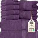 Utopia Towels 8 Piece Premium Towel Set, 2 Bath, 2 Hand, and 4 Wash Cloths, 600 GSM 100% Ring Spun Cotton, Highly Absorbent Towels for Bathroom, Gym, Hotel, and Spa, Plum