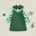 Ayalinggo Valentines Baby Girl Outfit Long Sleeve Romper Onesie Love Heart Overalls Shorts 2Pcs Valentines Day Clothes (3-6 Months, Green St Patricks)