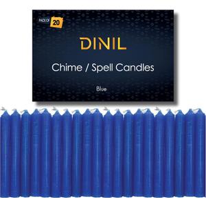 Dinil Set of 20 Blue Spell & Chime Candles Premium Mini Taper Candles for Rituals, Prayer, Birthdays, Meditation, Altar, Spells, Chime Candles - 4 Inch Tall, Unscented (Blue)