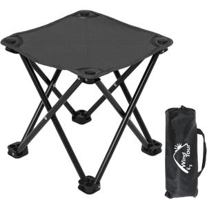 Wind Tour Portable Folding Camping Stool Outdoor Camping Lightweight Samll Chair for Fishing Hiking Gardening and Beach with Carry Bag (Medium Black -1)