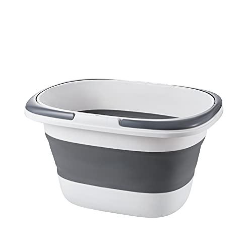 4.2 Gal(16L) Large Collapsible Plastic Bucket with Handle for House Cleaning, Space Saving Outdoor Multiuse Foldable Water Pail/Sink for Camping,Fishing,Ice(Grey)