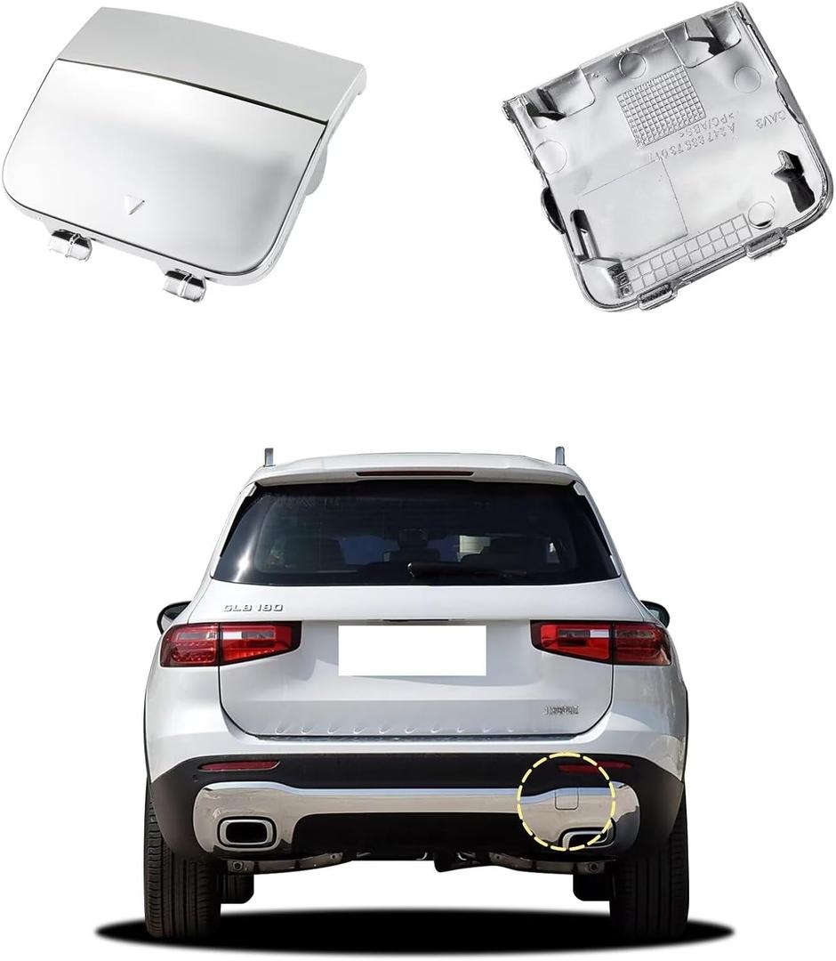 Car Rear Bumper Tow Hook Cover Compatible with Mercedes-Benz GLB Class W247 GLB250 2020 2021 2478857301 Towing Eye Cap Electroplated Silver Right Passenger Side