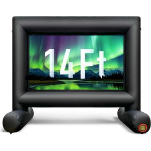14Ft Outdoor Inflatable Movie Projector Screen with Built-in Fan Supports Front and Rear Projection, Blow Up Movie Screen for Party, Easy to Set Up