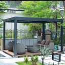 PURPLE LEAF Caesar Outdoor Louvered Pergola Patio Sun Shade Shelter with Adjustable Hardtop Patio Pergola Grey, 190x30x17 CM