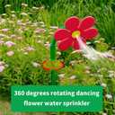 Crazy Daisy Sprinkler, Funny Sunflower Water Sprinkler for Lawn Garden Yard Watering, Crazy Dancing Daisy Water Sprinklers for Dogs Outdoor Play - Red