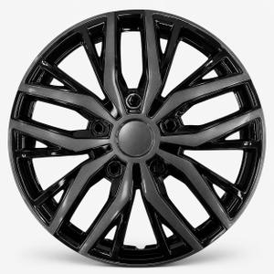 17 Inch Silver Hubcaps with Adjustable Steel Retention Rings, Premium ABS Universal Fit, Set of 4 Wheel Covers (Glossy Black)