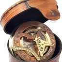 Brass Nautical - Antique Brass & Copper Sundial Compass, Sundial Clock in Box Gift Sun Clock Ship Replica Watch