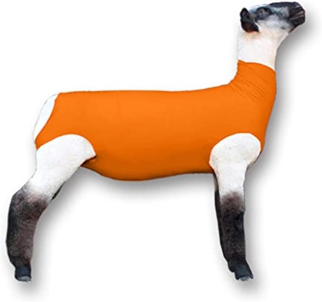 Show Pro Orange Spandex Lamb Tube for Show Sheep & Lamb - Show Livestock Supplies: Sheep Covers & Blankets (Medium)