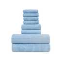 8PCS Premium Bath Towels Set Contains 2 Large Bath Towels 55 X 27inch, 2 Hand Towels 29 × 13inch, 4 Wash Cloths 11.8 × 11.8inch, Super Soft, Highly Absorbent, Perfect for Home Bathroom (Blue-A)