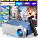 Antmap Mini Projector for iPhone, Led Projector with WiFi and Bluetooth, Movie Projector Outdoor, HD Mini Portable Projector for Bedroom, Video Projectors with Speaker for Phone/HDMI/USB/TV Stick Blue