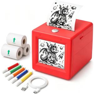 AI Voice Sticker Maker for Kids, Mini Inkless Thermal Printer, Portable Label Maker Machine Box for DIY Crafts, Journaling & Doodles, Birthday Toy Gift for Boys and Girls Ages 3+