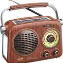 Gelielim Radios Portable AM FM SW,Vintage Radio Bluetooth Speaker with Crystal Clear Sound, Rechargeable Battery Powered, Retro Small Radio with Solar Panel & Flashlight, Gifts for Seniors Elderly (Brown)