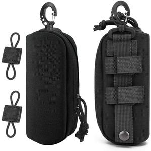 MUCHER 2 Pack Tactical MOLLE Glasses Case Shockproof Tactical Eyeglasses Case Portable Sunglasses Carrying Case with Clip (Black)
