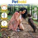 Petbobi Dog Tie-Out Cable and Stake - 20ft Heavy Duty Cable with Spring, No Tangle, 16in Ground Stake, Ideal for Yard, Camping and Beach, Suitable for Small Medium Large Dogs Up to 120 lbs, Blue