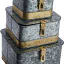 Creative Co-Op Decorative Metal Boxes with Lids, Silver and Gold, Set of 3