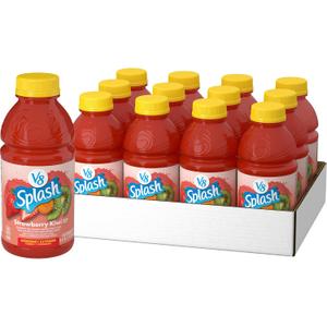 V8 Splash Strawberry Kiwi Flavored Juice Beverage, 16 fl oz Bottle (12 Pack) (EXP 06/04/26)