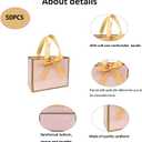 TKSBAG 50 PCS Small Pink Gold Gift Bags with Bow Ribbon - 6.4x3.1x5.1 Inch Thank You Bags with Handles, Bulk for Baby Shower, Bridal Shower, Wedding, Party Favors, Mother's Day