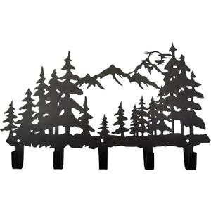 Metal Tree Coat Hooks Wall Art Decor-Tree Hangers and Key Holder-Clothes Rack and Backpack Hanger-Forest Theme Hooks Sweet Home Decor for Storage, Living Room, Hallway, Office (Black)