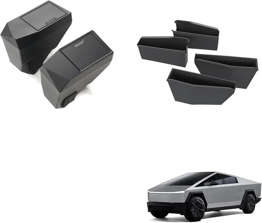 Door Organizer Set for Cybertruck Accessories, Door Trash Can 2 PCS and Door Handle Insert Organizer 4PCS for Tesla Cybertruck