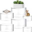 6 Pcs Acrylic Risers for Display Stands, 3 Sizes 5.91'' 5.12'' 3.54'', Round Nesting Pedestal Stands with Hollow Bottom, Round Acrylic Cylinder Display Stand for Jewelry Dessert Show