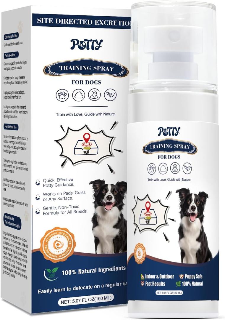 Potty Training Spray for Dogs, Go Here Dog Potty Training Spray & Dog Pee Spray, Puppy Potty Training Aid for Housebreaking, Natural Indoor & Outdoor Use, 5.07 Fl OZ-Blue