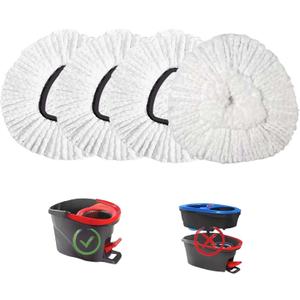 4 Pack Mop Replacement Heads for O-Ceda Mop Replace Head Spin Mop Heads Replacements, Microfiber Spin Mop Refills, Easy Cleaning Mop Head Machine Washable (4 Count (Pack of 1), #2 White)