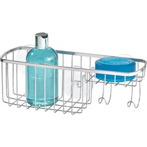Gia Polished Stainless Steel Bathroom Suction Combo Organizer Basket
