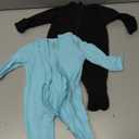 GUISBY Footed Long Sleeve Baby Pajamas with Zipper Cotton Infant Sleepwear (Newborn, Black+dark Blue)