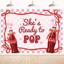 She's Ready to Pop Backdrop - Retro Soda Fountain Baby Shower Decor, Red Coquette Soda Theme Gender Reveal Party Decorations 7x5ft