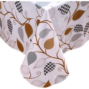 Heavy Duty Vinyl Tablecloth with Flannel Backing Waterproof Oil-Proof Plastic Table Cloth Stain-Resistant Wipeable Rectangle or Square Table Cover for Dining, Camping (Leaves, 60X84 Inch)