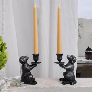 Acellegic 2 Pack Resin Dog Taper Candle Holder Cute Animal Candlestick Stand for Home Decor, Table Centerpiece, Candlelight Dinner, Farmhouse Rustic Room Decoration
