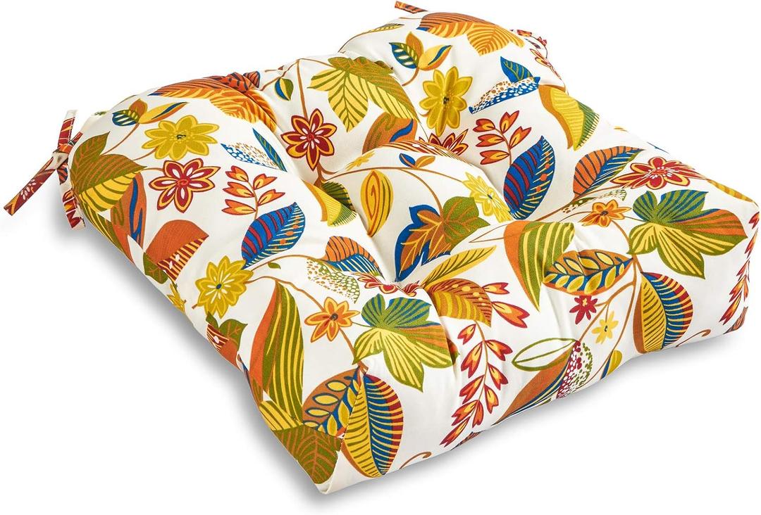 South Pine Porch Outdoor 20-inch Square Tufted Seat Cushion, Esprit Floral, Set of 1