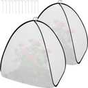 DECOHS 2 Pcs White Pop Up Plant Shade Cover Tent, 30 x 28 x 28 Inch Garden Sunshade Cloth Sun Protection Tent, 60% Sunblock Plant Cover Net with Stakes for Outdoor Plants Flower Potted