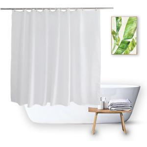 Shower Curtain Liner 54 Inch Short Length Fabric Soft Lightweight Bath Curtain Sets for Shower Window, Walk in Tub, Solid White, Machine Washable, 72 X 54 Inch