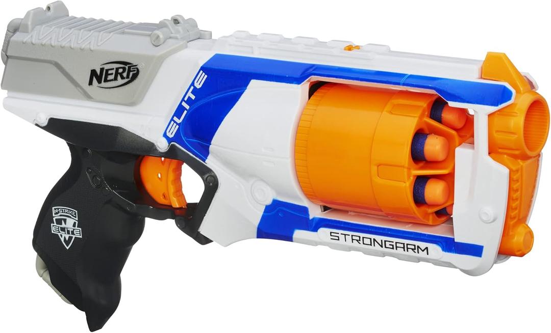 NERF N Strike Elite Strongarm Toy Blaster with Rotating Barrel (White)