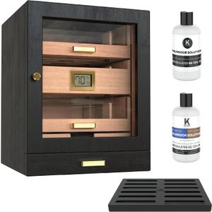 CASE ELEGANCE Luca Cabinet Humidor - Black, Holds 80-100 Cigars, 9.7 inches x 9.4 inches x 12.8 inches
