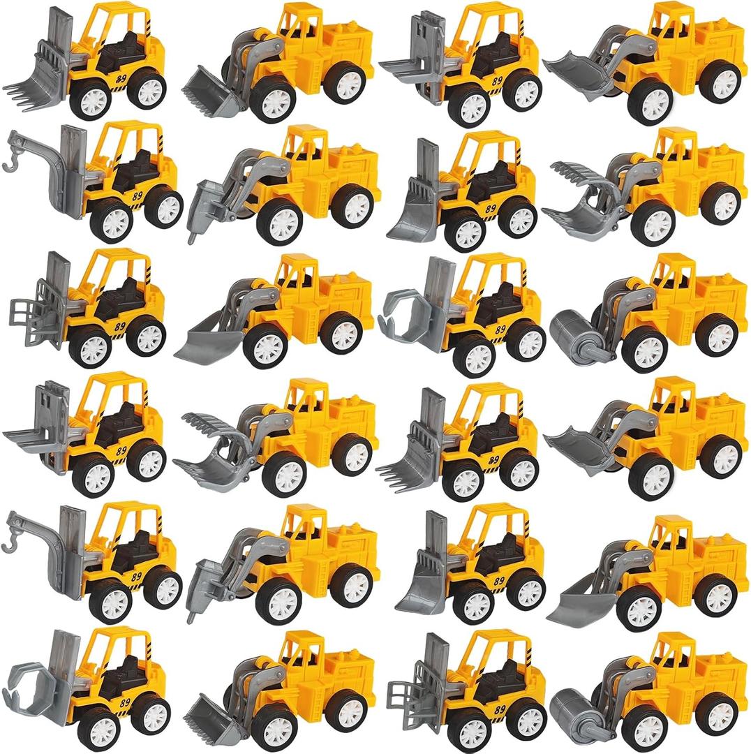 OJYUDD 24 Pcs Mini Construction Vehicles, Pull Back Engineering Vehicles, Play Figure Vehicles Toys for Birthday Party Favors, Gifts, Rewards