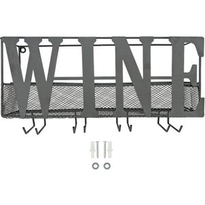 Southern Homewares Wine Bottle Rack & Glass Holder  Shabby Chic Vintage Decor for Kitchen or Bar, Wine Display Shelf, SH-10228
